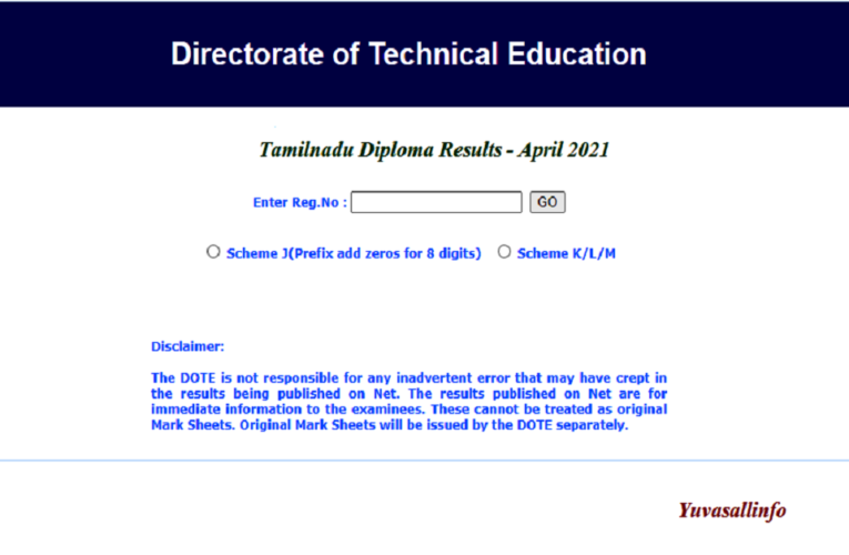 TN Diploma Exam Result April 2021 | Yuvasallinfo