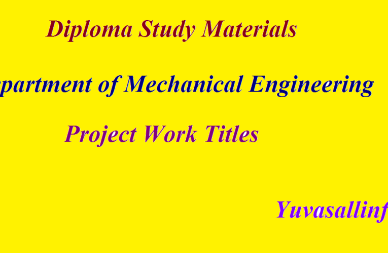 Diploma in DME Study Materials | Project Work Titles | Yuvasallinfo