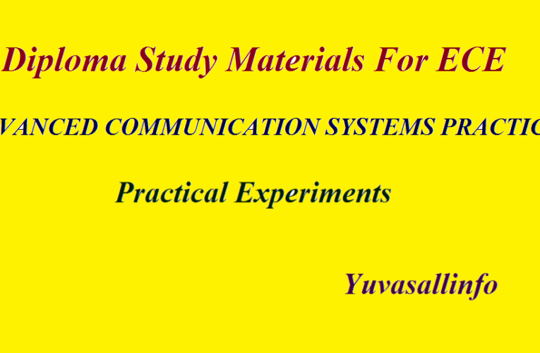 Diploma Study Materials For ECE | ADVANCED COMMUNICATION SYSTEMS PRACTICAL | Yuvasallinfo