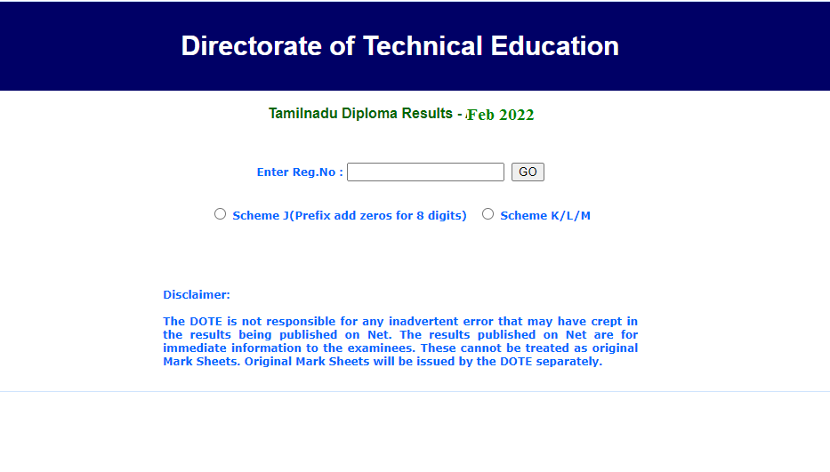 TN Diploma Exam Result Feb 2022