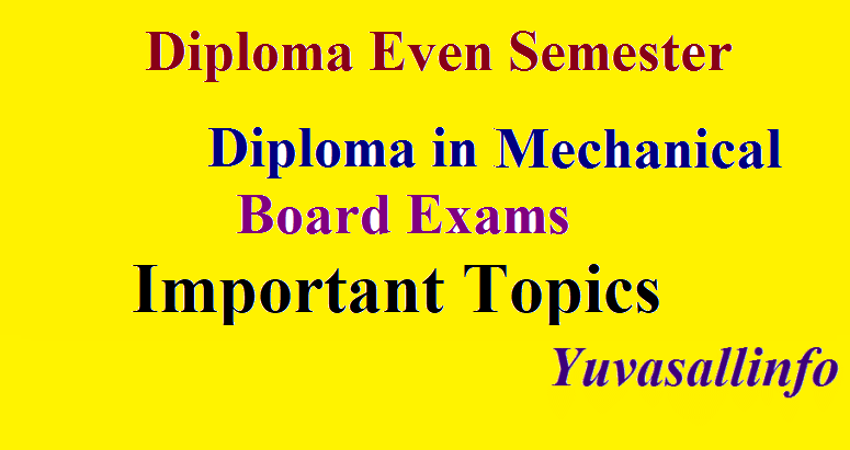 Diploma in Mechanical Engineering Even Semester Board Exam Questions