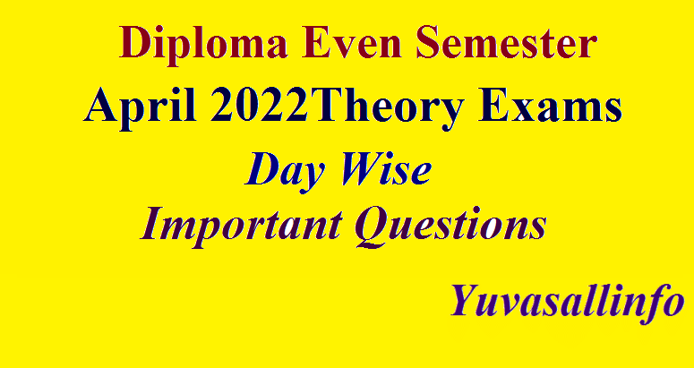 Diploma Exam April 2022 Day Wise Important Questions